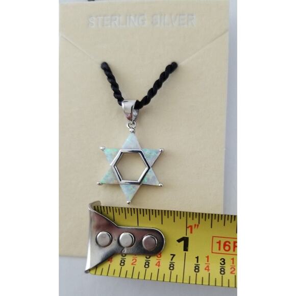 DESIGNER ALEXANDER KALIFANO OPAL INLAY STERLING STAR OF DAVID PENDANT ROPE... - Picture 7 of 7